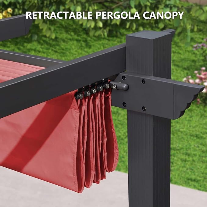 Pergola Shade Cover Replacement Canopy Top Compatible with 10 X 13 ft 6-Bar Pergola Frames - Red (Canopy Size 116" W x 135" L, Canopy Top Only)