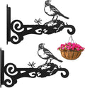 2-Pack Aesthetic Plant Hanger Indoor and Outdoor – 10 Inch Metal Hanging Plant Bracket with Beautiful Bird Pattern – Anti Rust Plant Hooks for Hanging Plants, Bird Feeder, Wind Chime, Lantern