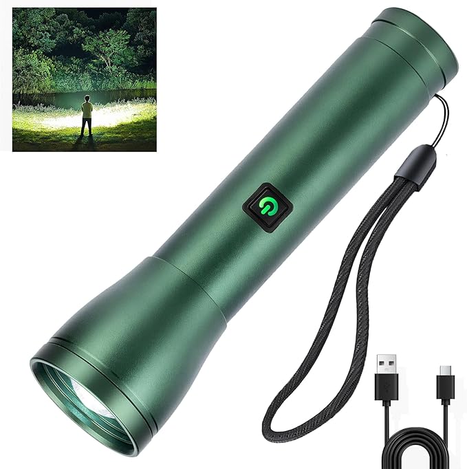 Rechargeable Flashlights High Lumens 990,000L, 3 Modes Super Bright 140° Wider Beam LED Tactical Handheld Flash Light with USB C, Zoomable Beam, IP76 Waterproof