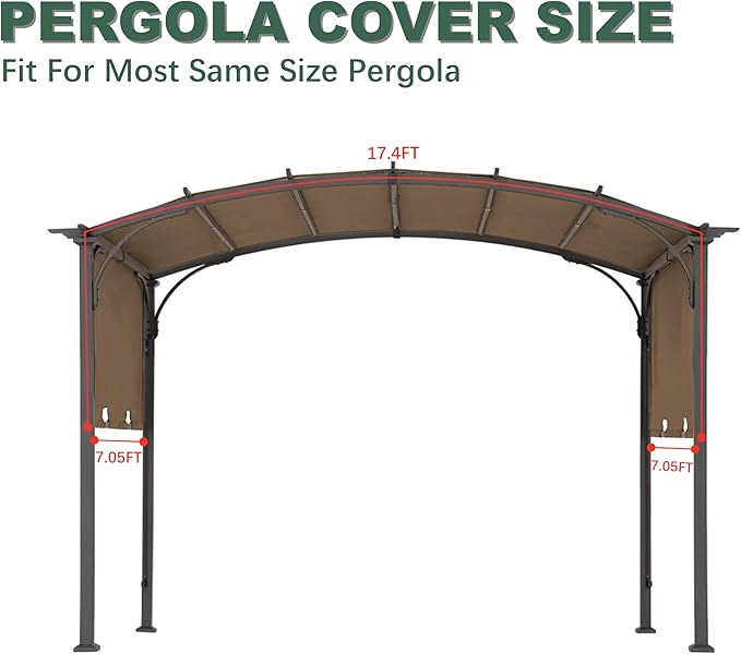 85''x 208'' Universal Doubleton Steel Pergola Replacement Cover for Pergola L-PG080PST, (Brown)