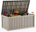 DRATO 120 Gallon Large Deck Box, Outdoor Storage Box for Patio Furniture, Patio Cushions, Gardening Tools, Pool Supplies,660lbs Weight Capacity,Waterproof Resin Storage Boxes（Gray，120 Gallon）
