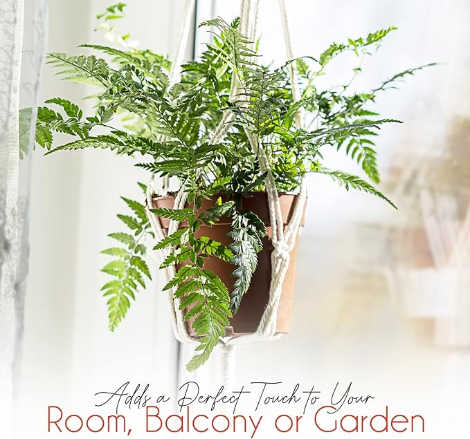 feedee Macrame Plant Hangers for Plants - 6 Pack Macromay Plant Hangers for Indoor Plant Hanger, Boho & Home Decor