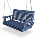 HDPE Porch Swing with 18/8 Stainless Steel Bolts, Ergonomic Design, Ultra Weather-Resistant, Heavy Duty 1200 LBS, for Outdoor Patio Garden Yard (Navy Blue)