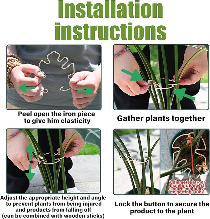 Monstera Plant Stem Support - 5 Piece Set, 4.13x2.95in Durable Leaf Holder & Fishbone Cactus Stake for Healthy Growth of Climbing Plants - Easy to Use Indoor Plant Decor