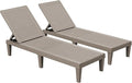 Devoko Outdoor Chaise Lounge Chair Set of 2 for Outside Pool Patio, Adjustable Waterproof Easy Assembly Chaise Lounge Outdoor (Light Brown, Set of 2)