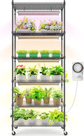 Barrina CX2 Plant Stand with Grow Lights for Indoor Plants, 6-Tier Metal Plant Shelf Display Rack with 2FT 150W Full Spectrum Plant Light, 3 Adjustable Spectrum, Timer, for Growing, 29.5x13.8x71IN
