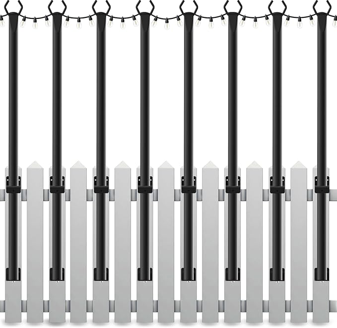 8Pack String Light Poles,5 Ft Light Poles for Outside String Lights,Outdoor Lights Pole with Fork,Metal Poles Stand for Patio Deck Backyard