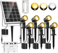 MEIKEE 6 in 1 Solar Spotlights Outdoor, 6W/6V Solar Powered Landscape Lights IP66 Waterproof Auto On/Off Landscape Spotlights with 3 Colors 56ft Cord for Garden Path Yard Patio Light