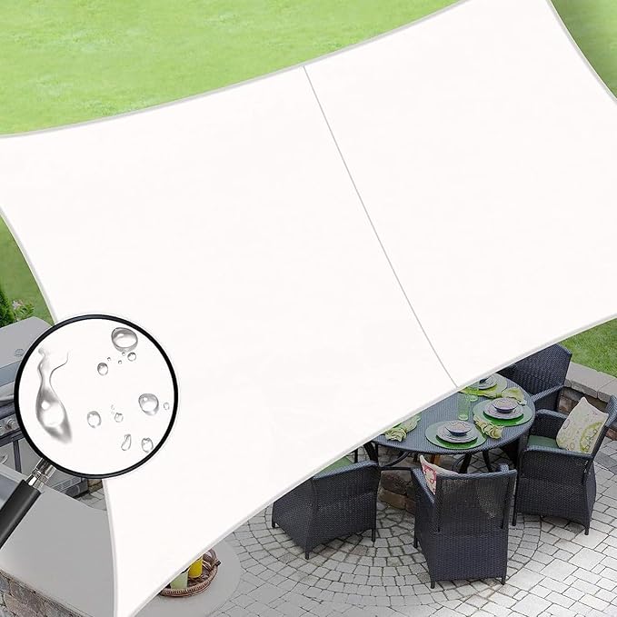 LOVE STORY Rectangle 7'x10' Waterproof Sun Shade Sail Canopy UV Block for Outdoor Patio Backyard Carport,White(We Make Custom Size)