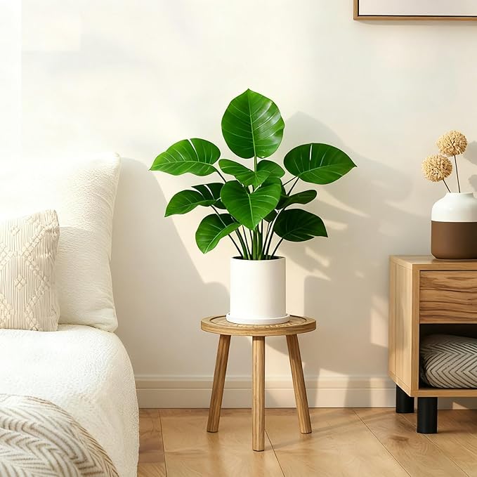 3 Pack Plant Stand Indoor Outdoor Mid-Century Modern Plant Stool Wooden Plant Pot Holder Home Decor for Gardening Living Room,Balcony,Office (Light Burnt Color, 3 Pack)