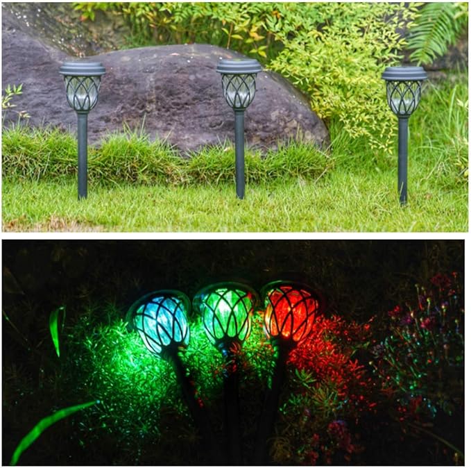 EXCMARK 10 Pack Color Changing Solar Lights Outdoor Decorative for Garden Pathway Walkway, Solar Outdoor Decorations for Patio Garden Christmas.