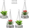 4-Pack Metal Hanging Planters for Outdoor Plants - Heavy Duty Hanging Baskets for Plants Outdoor with Chains and Long Hooks – Aesthetic Hanging Plant Holder for an Instant Indoor Gardening Decor