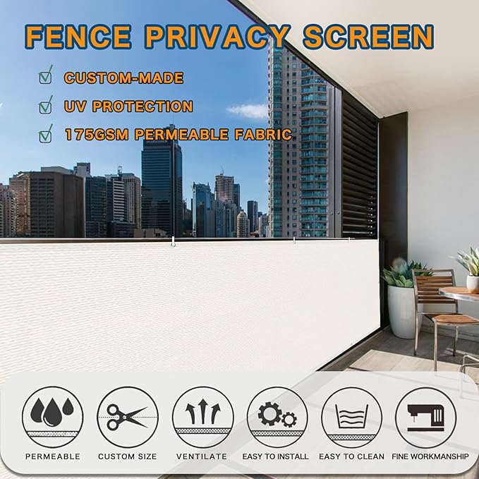 LOVE STORY Balcony Privacy Screen, 3'x10' Deck Shield Screen Fence Cover,UV Protection and Weather-Resistant,3 FT Height for Deck, Patio, Backyard, Outdoor Pool, Porch, Railing, White