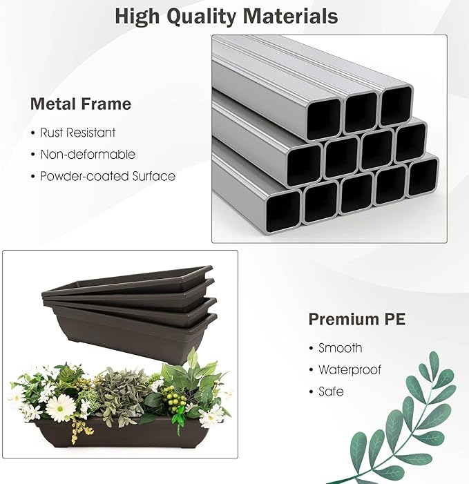 Giantex 4.1FT Vertical Raised Garden Bed, 4-Tier Elevated Planter Box w/4 Containers & Drainage Holes, Indoor Outdoor Freestanding Planter for Vegetables, Herbs, Flowers, Heavy-Duty Metal Frame
