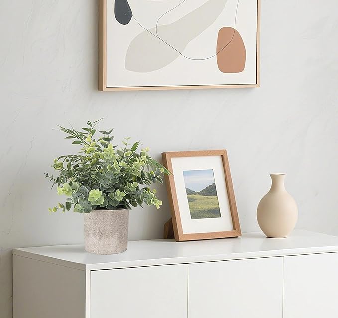 Lemonfilter Small Fake Plants, 3PCS Mini Potted Artificial Plastic Eucalyptus Plants Indoor Modern Farmhouse Decor, Fake Potted Plant for Home Bathroom Bedroom Office Shelves Decor