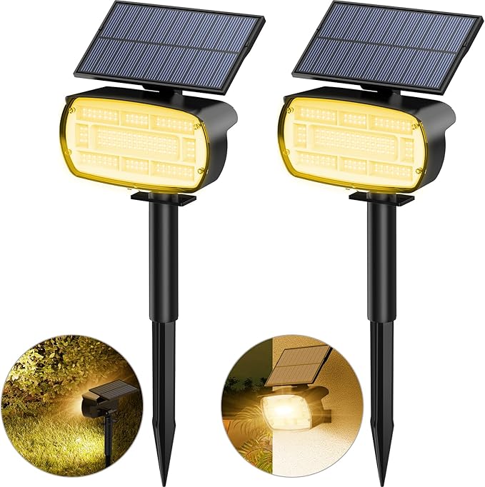 Fabrito 136 LED Solar Spot Lights Outdoor 4 Packs Warm White