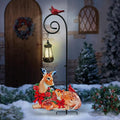 Deer Metal Garden Stake with Solar Lantern,Christmas Decorations Outdoor Waterproof Sloar Lights Outside,Doe and Fawn Outdoor Statue