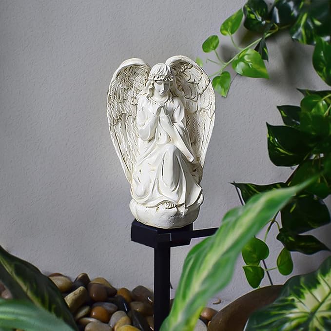 Garden Solar LED Light with Stake, Waterproof Outdoor Decor for Walkway Courtyard Party Decor, White Angel