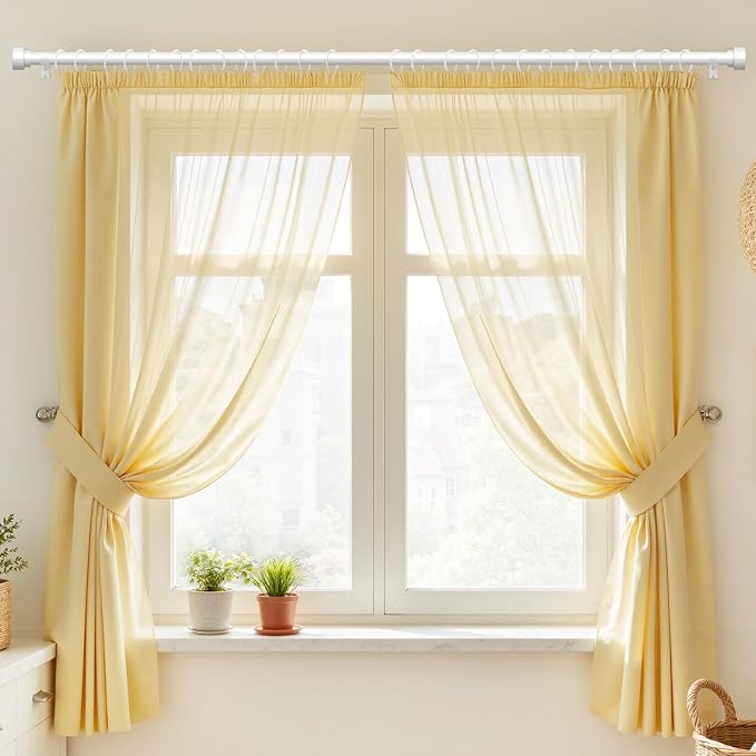 Curtain Rods for Windows 72 to 144, 1 Inch Adjustable White Extra Long Heavy Duty Curtain Rod for Patio Bedroom, Modern Style Indoor Outdoor Window Drapery Rods with End Caps, Size 32" - 150"