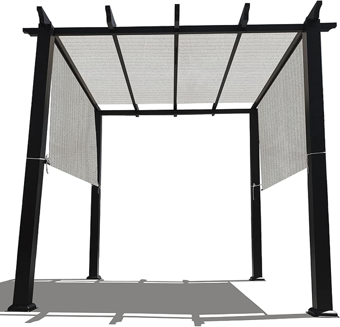 Universal Pergola Replacement Canopy Shade Cover with Breathable HDPE Fabric & Rod Pockets for 10 x 10 FT Pergola, Canopy Size: 192'' L x 106'' W (Smoke Tan)