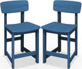 SERWALL Outdoor Bar Stools Set of 2, All Weather HDPE 25" Counter Height Bar Stools with Back, Outdoor Armless Barstools for Patio, Garden, Backyard, Balcony, Poolside, Blue