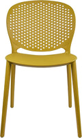 2xhome Patio Dining Chair | Modern Stackable Outdoor Pool Side Chair | Weather Resistant Plastic for Yard, Porch, Balcony, Kitchen, Yellow, Single, Set of 1