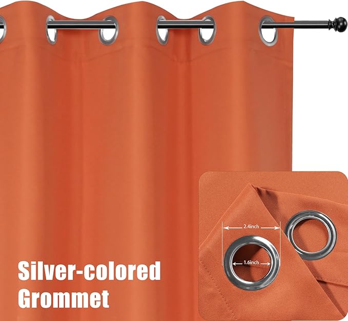 BONZER Outdoor Curtains for Patio Waterproof Thick Privacy Grommet Light Filtering Outside Curtains for Porch Pergola Gazebo Deck, 1 Panel, 54W x 95L inch, Mecca Orange