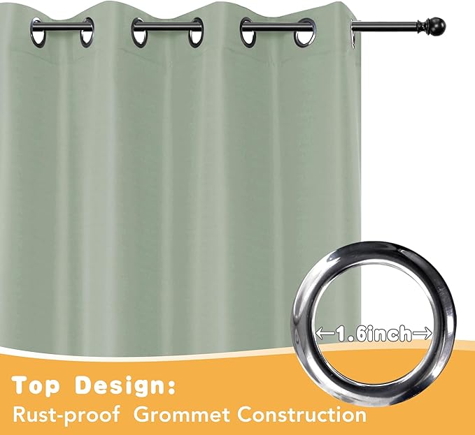 HolidayIdeas Outdoor Curtains for Patio Waterproof, 4 Panels - 54 x 120 Inch - Privacy Protection & Light Filtering Curtains Grommet Outside Curtains for Porch, Backyard (Sage Green)