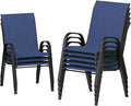 UDPATIO Patio Chairs Set of 8, Stackable Outdoor Dining Chairs with High Back, Breathable Textilene Fabric Outdoor Chair All Weather, 350LBS Capacity for Garden, Backyard (Blue)