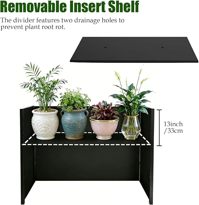 Metal Rectangular Planter, Metal Planter Box, 38" L x 13" W x 30" H Large Heavy Duty Tall Black Planter Box with Drainage Holes and Adjustable Balancing Feet Ideal for Porch, Garden, Patio, Yard