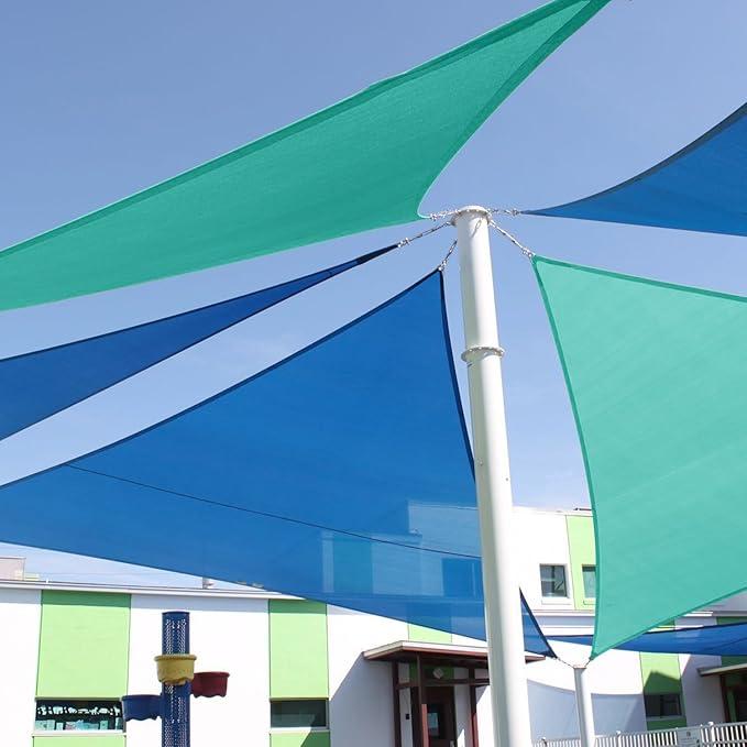 E&K Sunrise 16' x 16' x 16' Sun Shade Sail Triangle Canopy Shade Cover UV Block for Patio Backyard Garden Outdoor (Turquoise)