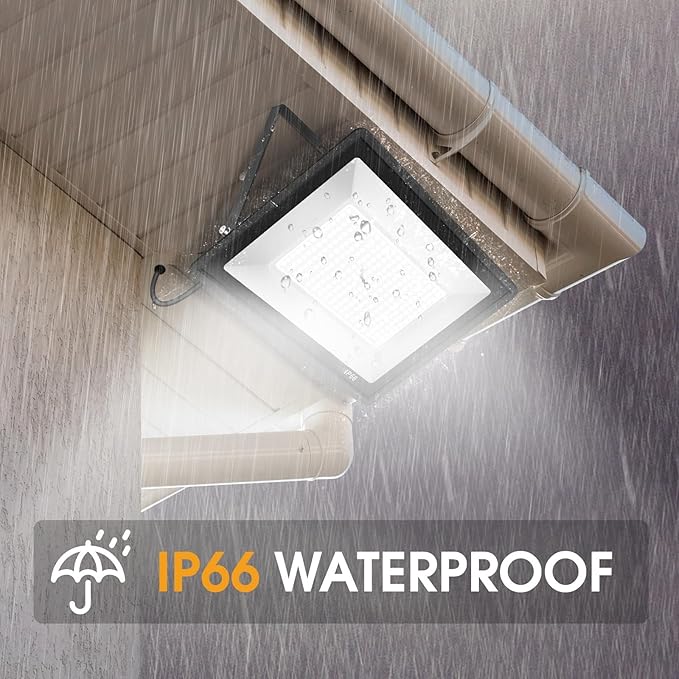 2 Pack 250W Led Flood Lights Outdoor,Super Bright 37000LM Security Lights with Plug,Exterior IP66 Waterproof 5000K Daylight White FloodLight for Basketball Court, Yard, Garden,Parking lot etc