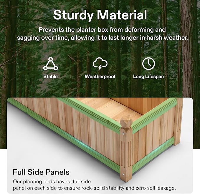 VIVOSUN 3.6 x 1.3Ft Wooden Raised Garden Bed, 43.5 x 16 x 14 Inches, Outdoor Wood Planter Box with Screwdriver and a Liner for Garden, Patio, Balcony, Backyard and Outdoors