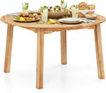 Tangkula 53" Round Outdoor Dining Table for 4-6 People, Acacia Wood Patio Table with Large Tabletop & 2" Umbrella Hole, Farmhouse Dining Furniture for Yard, Deck, Garden, Poolside