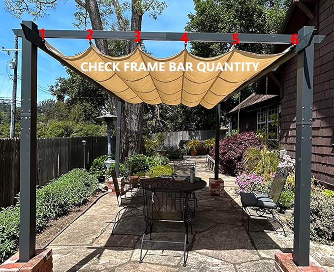 Pergola Shade Cover Replacement Canopy Top Compatible with 10 X 13 ft 6-Bar Pergola Frames - Beige (Canopy Size 116" W x 135" L, Canopy Top Only)