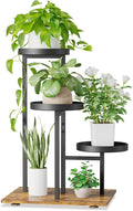 iDavosic.ly 3 Tier Plant Stand Indoor, Tiered Corner Flower Holder Shelf Outdoor, Metal Tall Orchid Display Rack for Patio Porch Garden Balcony Office Living Room, Modern Black & Rustic Brown