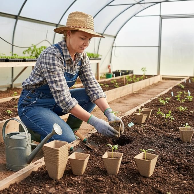 126 Packs Square Peat Pots, 3.15 Inch Seed Starting Pots with Drainage Holes Square Nursery Pot,Biodegradable Eco-Friendly Round Plant Seed Starter Peat Germination Seedling Trays