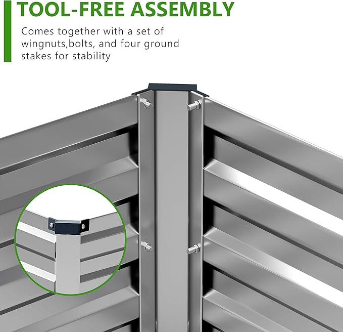 2PCS 8x4x1ft Galvanized Raised Garden Bed Kit,Metal Planter Box for Vegetables,Flowers,Herbs Durable Rust-Resistant Patio Gardening Beds,Silver