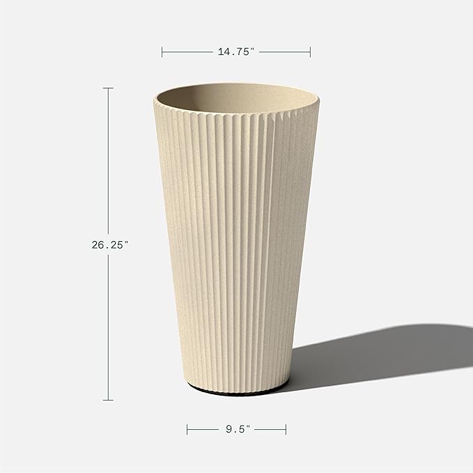 Veradek Demi Series Tall Planter for Porch, Patio, Backyard | Durable Plastic-Concrete Material | Modern Décor for Tall Plants, Grasses
