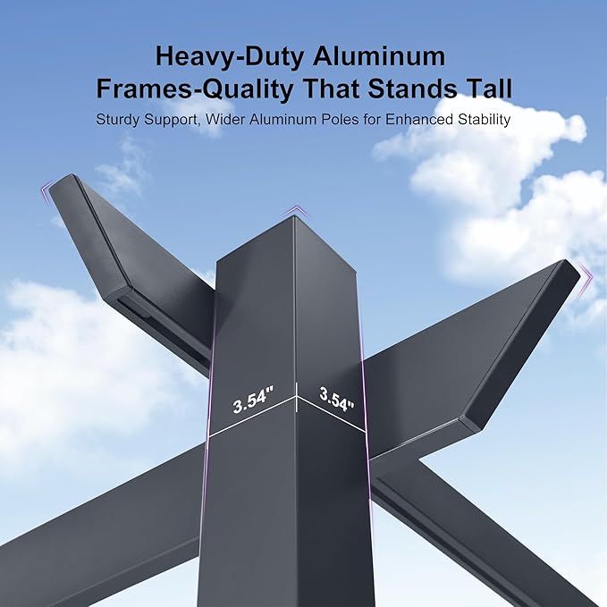 PURPLE LEAF 10' x 13' Aluminum Outdoor Pergola Wind-Resistant Retractable Pergola with Double Sun Shade Canopy Heavy-Duty Metal Pergola for Patios Backyard Deck Garden, Navy Blue