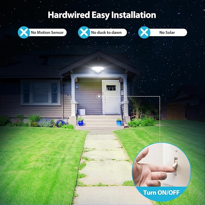 Olafus 80W Flood Lights Outdoor, Switch Controlled 8000LM LED Security Lights, IP65 Waterproof Outside Floodlights, 6500K Exterior Flood Light Fixture Wired for House Yard Porch Eave White