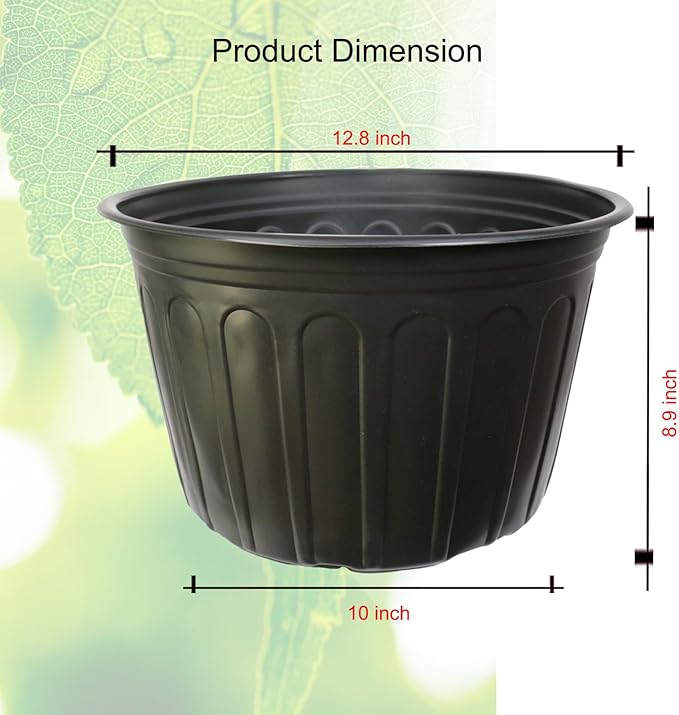 12-Pack 5 Gallon Flexible Plastic Plant Pots,Thickened Soft Seed Starting Container for Indoor Outdoor Plants, Seedlings, Vegetables, Succulents and Cuttings