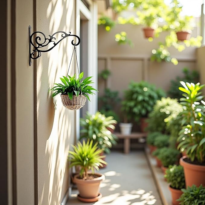 AIM & GGKK Metal Plant Hanger Hook – 2 Pack Hanging Plant Holder for Indoor & Outdoor Use,Wall Hangers Hooks for Hanging Baskets,Wall Mount Bracket for Flower Pots & Planters,Bird Feeders,Lanterns