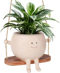 Smiley Face Flower Pot, Swinging Smiley Face Hanging Planter, Cute Swinging Planter, Hanging Planter with Unique Design, Suitable for Indoor and Outdoor Decoration