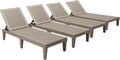Devoko Outdoor Chaise Lounge Chair Set of 4 for Outside Pool Patio, Adjustable Waterproof Easy Assembly Chaise Lounge Outdoor (Light Brown, Set of 4)
