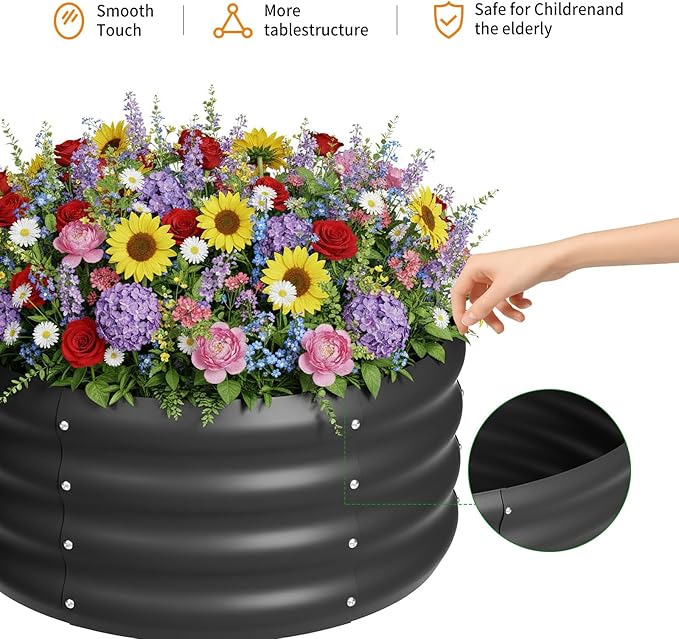 2-Pack 2x1ft Galvanized Raised Garden Bed, Outdoor Planter Bed, Metal Planter Box for Gardening and Planting,Black