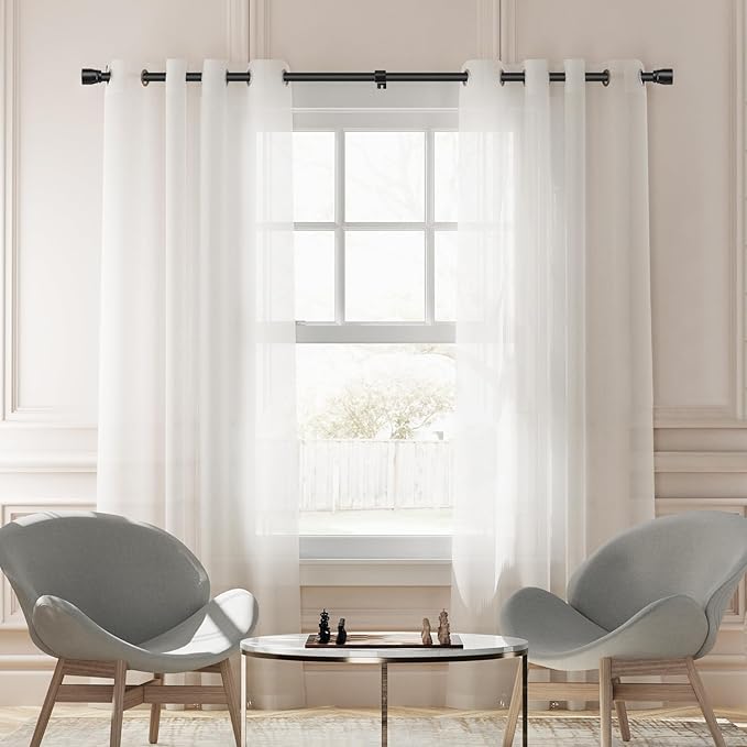 1” Diameter Curtain Rods Itself is 30 to144 inch 1 Pack Fit 30-142 inch, 66 to 120 inch Window with Heavy Duty Adjustable Rod Matte Black Splicing Metal Extra Long Curtain Rod for Windows