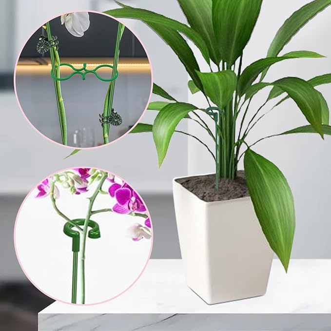 70PCS Plant Supports Stakes, 30PCS Adjustable Flower Support Poles(3 Sizes), 20 Garden Orchid Sticks Extended, 20 Orchid Clips Plant Support Stakes for Tomato Amaryllis Vegetables Phalaenopsis Roses
