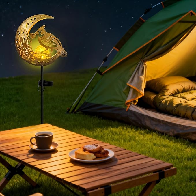 Solar Phoenix Bird Lights Outdoor - Moon & Mythical Bird Garden Stake Lights, Handcrafted Solar Powered Decor for Patio/Yard/Pathway, Weatherproof Landscape Lighting for Holidays & Special Occasions