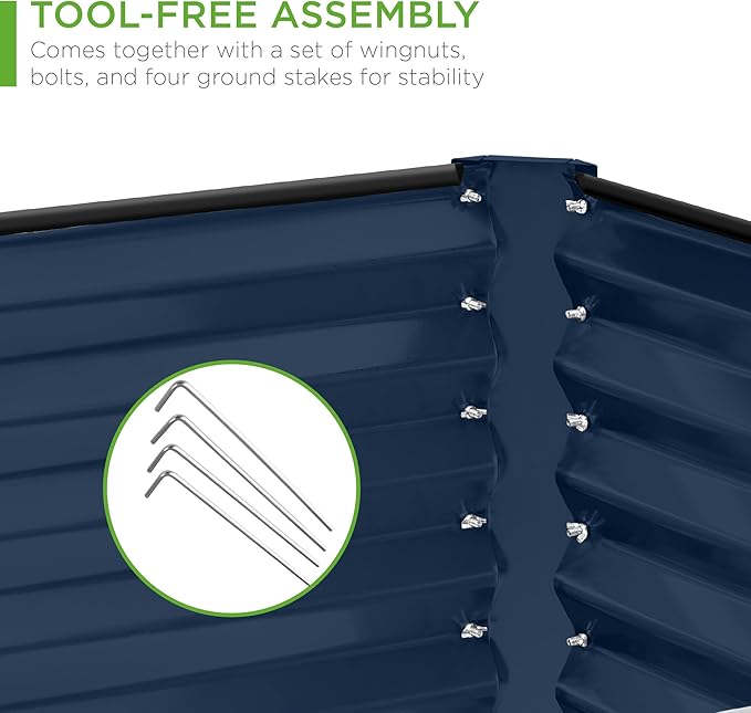 Best Choice Products 8x4x2ft Outdoor Metal Raised Garden Bed, Deep Root Planter Box for Vegetables, Herbs & Flowers, 478-Gallon Capacity, 100% Non Toxic Materials - Navy